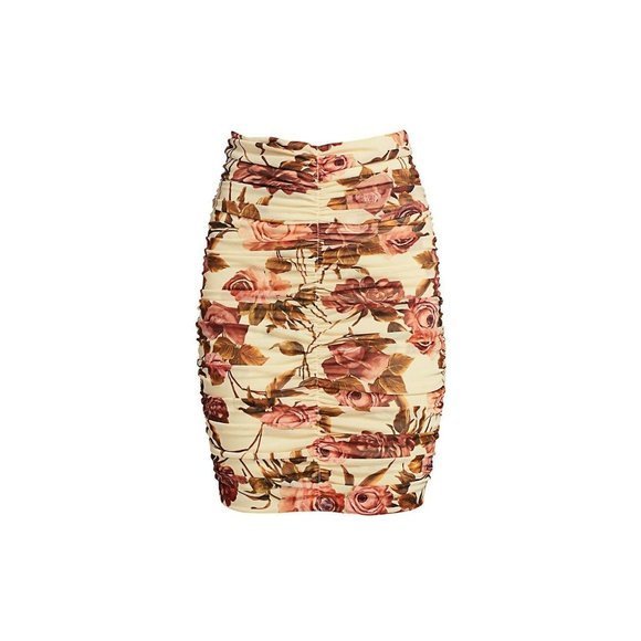 L'AGENCE Veronica Shirred Printed Skirt in Pomelo - Size Size XXS - Picture 2 of 8